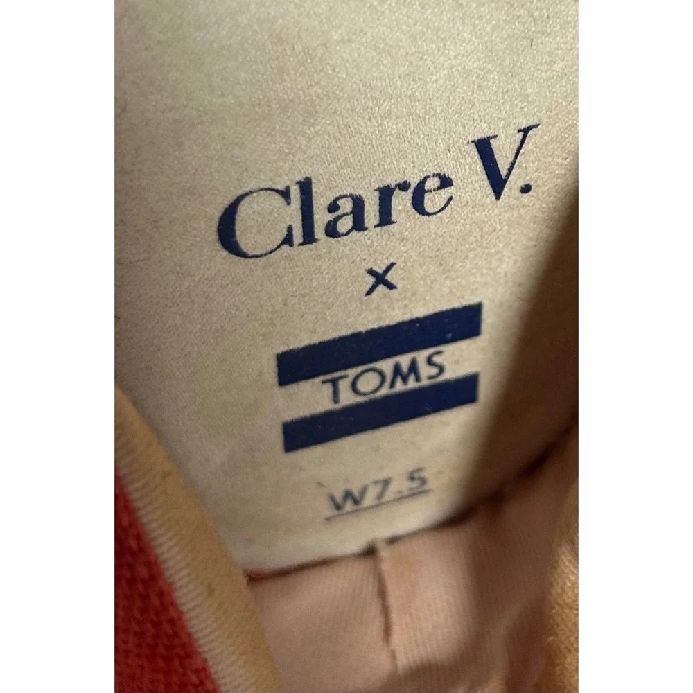 Clare V x TOMS Red Canvas Espadrille Slip On Flats Womens 7.5